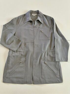 Emanuel Ungaro 14/48 Grey Micro-Check Houndstooth Zip Up Shacket Lightweight